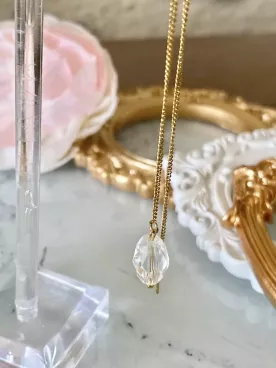 LIGHT – Boucles d’oreilles de mariée pendantes, chaîne d’oreille avec perle goutte en cristal transparent