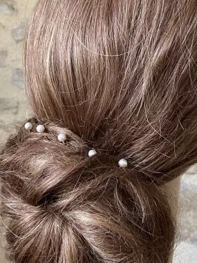 Perles Divines – Lot de 6 pics à cheveux mariage en perles de cristal nacrées