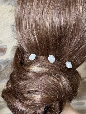 Rose – Lot de 3 pics à cheveux de mariée, fleurs nacrées délicates pour chignon, tresse ou demi-attache, accessoire coiffure