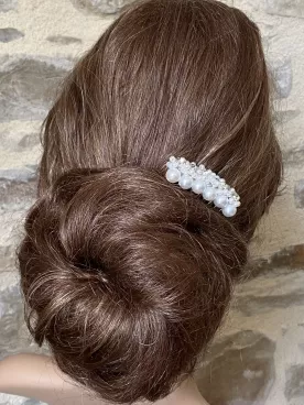 Clarity – Peigne de mariée en perles nacrées & strass argentés