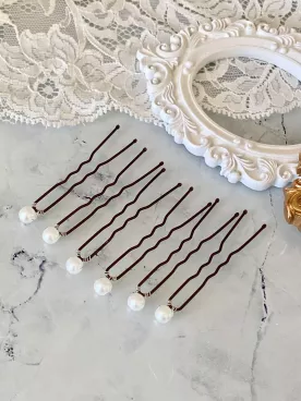 Néria – Parure de mariée minimaliste en perles nacrées Swarovski (collier, bracelet, boucles & pics à cheveux)