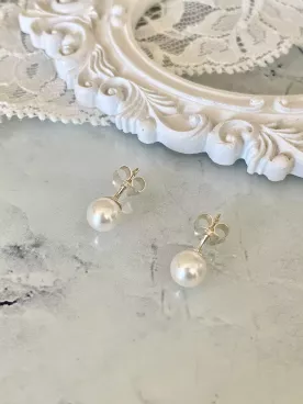 Néria – Parure de mariée minimaliste en perles nacrées Swarovski (collier, bracelet, boucles & pics à cheveux)