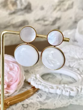 Nacre - Boucles d’oreilles de mariée en acier inoxydable – Clous avec cabochon nacre 20 mm