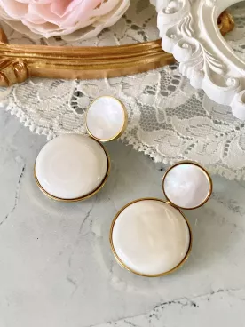 Nacre - Boucles d’oreilles de mariée en acier inoxydable – Clous avec cabochon nacre 20 mm