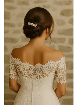 Clarity – Peigne de mariée en perles nacrées & strass argentés