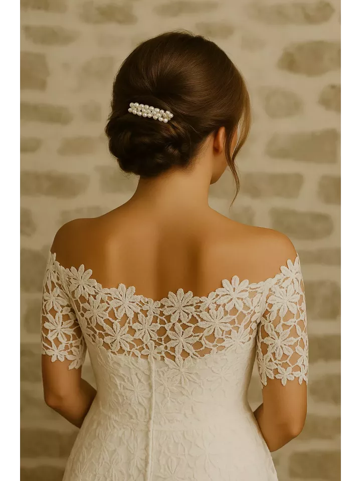 Clarity – Peigne de mariée en perles nacrées & strass argentés
