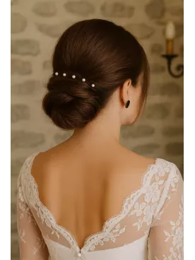 Perles Divines – Lot de 6 pics à cheveux mariage en perles de cristal nacrées