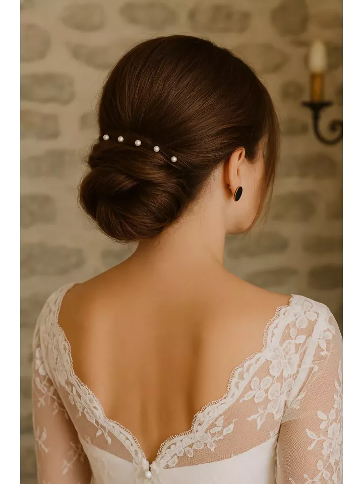 Perles Divines – Lot de 6 pics à cheveux mariage en perles de cristal nacrées