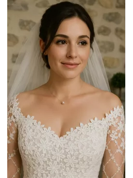 Halo – Collier de mariée en perle nacrée Swarovski sur fil invisible
