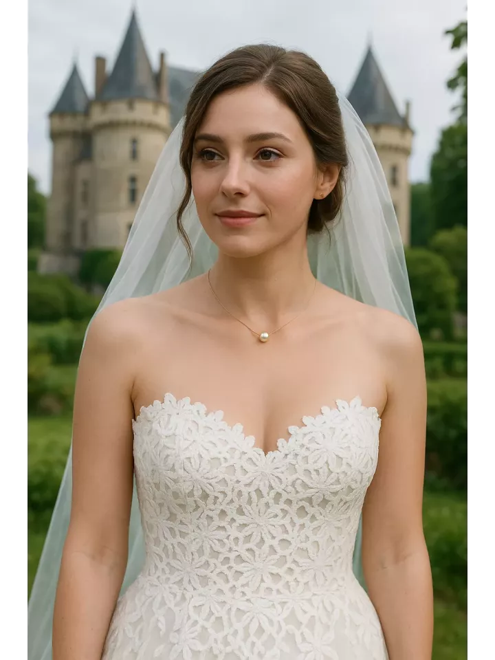 Gaïa-Collier Mariée – Ras-du-Cou Câble Doré & Grosse Perle Nacrée | Design Minimaliste & Élégant