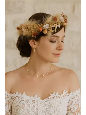 Élise-Collier Mariée – Chaine Dorée & Perles d’Eau Douce | Ras-du-Cou Minimaliste | Mariage Bohème Chic