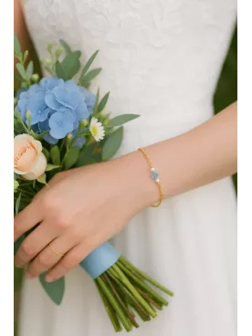 Bleu glacier - Bracelet Mariée  – Perles Nacrées & Cristaux – Bijou Élégant pour Mariage