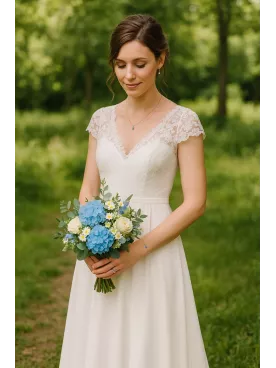 Bleu glacier - Bracelet Mariée  – Perles Nacrées & Cristaux – Bijou Élégant pour Mariage