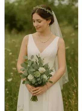 Vert Sauge  - Bracelet Mariée | Bijou Mariage Bohème | Bracelet Fin Perles Nacrées & Cristal | Accessoire Mariée Personnalisé