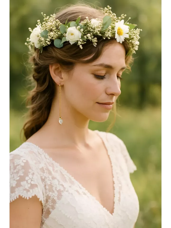 LIGHT – Boucles d’oreilles de mariée pendantes, chaîne d’oreille avec perle goutte en cristal transparent
