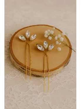 Éclats Cristallins – Lot de 2 pics à cheveux mariage en cristal Swarovski, strass bohème pour mariée