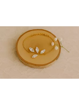 Éclats Cristallins – Bracelet  mariage en cristal Swarovski, 4 navettes serties, bijou bohème pour mariée