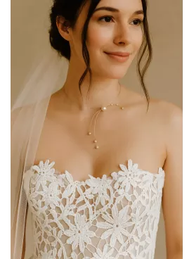 Isy-Collier de Mariée Doré & Perles Nacrées –  Bohème