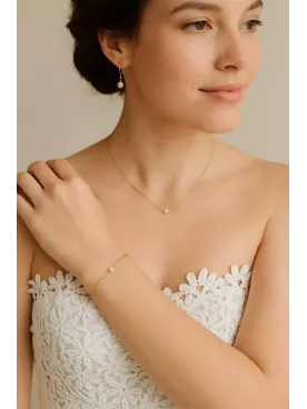 Minimaliste- Collier mariage avec perle Swarovski – Modèle Épure Nacrée