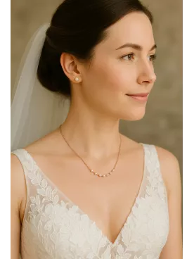 Lune -Collier de Mariée Doré & Perles Nacrées – Élégance - Bijoux Mariage