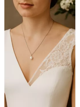 Goutte  – Collier raffiné pour mariée, chaîne fine et perles nacrées