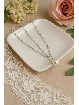 Goutte  – Collier raffiné pour mariée, chaîne fine et perles nacrées