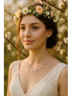 Equilibre - Collier de mariée raffiné en perles Swarovski et cristaux lumineux