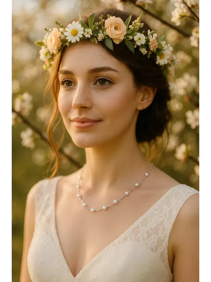 Equilibre - Collier de mariée raffiné en perles Swarovski et cristaux lumineux