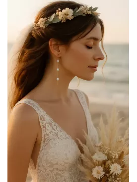 Iséa  - Boucles d’Oreilles  – 3 Perles d’Eau Douce | Mariée | Argenté, Doré ou Gold Rose