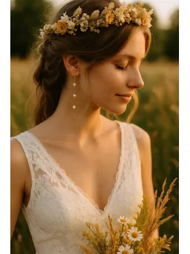 Iséa  - Boucles d’Oreilles  – 3 Perles d’Eau Douce | Mariée | Argenté, Doré ou Gold Rose