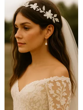 Linaé - Boucles de Mariée  – Doré Or Fin 24K & Perles Nacrées Swarovski | Mariage Glamour et Luxueux