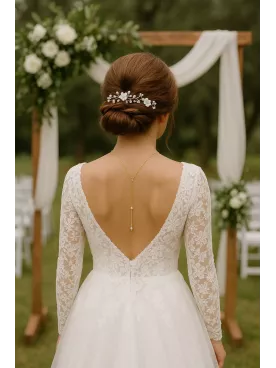 Élégia – Collier de dos nu de mariée avec perle Swarovski & cristal
