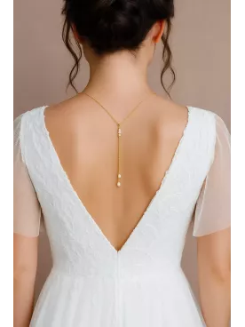 Lys – Collier mariage délicat pour robe dos nu, perle Swarovski