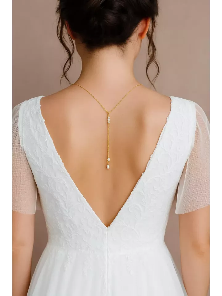Lys – Collier mariage délicat pour robe dos nu, perle Swarovski