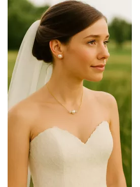 Essenza– Collier de mariée ras de cou avec perle Swarovski, bijou fin et chic pour mariage
