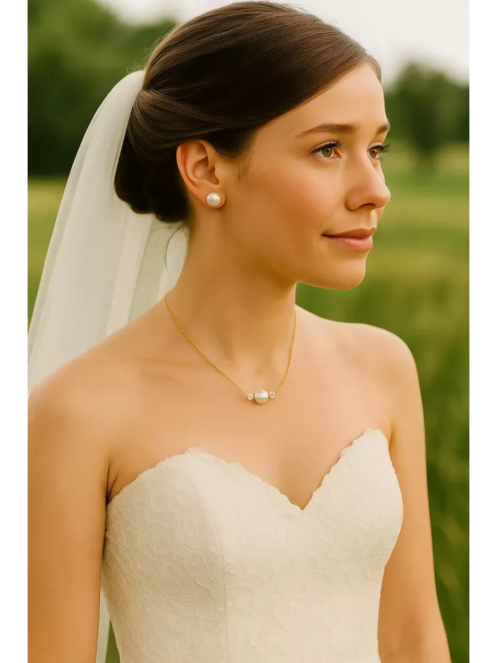 Essenza– Collier de mariée ras de cou avec perle Swarovski, bijou fin et chic pour mariage