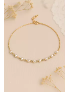 Brume — Headband de mariée Bijou de tête doré mariage, perles et cristaux raffinés
