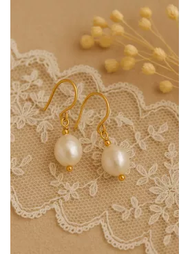 Inari– Boucles d’oreilles de mariée perle baroque dorée, bijou bohème chic fait main