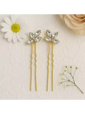Éclats Cristallins – Lot de 2 pics à cheveux mariage en cristal Swarovski, strass bohème pour mariée