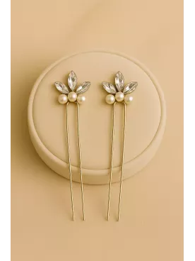 Avalon – Lot de deux pics à cheveux mariée, accessoires chignon flou en perles et cristal