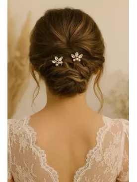 Avalon – Lot de deux pics à cheveux mariée, accessoires chignon flou en perles et cristal