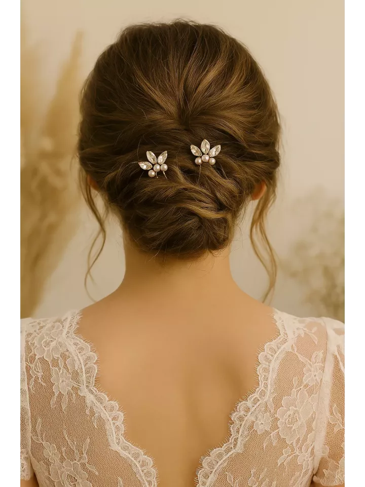 Avalon – Lot de deux pics à cheveux mariée, accessoires chignon flou en perles et cristal Avalon – Lot de deux pics à cheveux mariée, accessoires chignon flou en perles et cristal