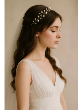 Tronçais- Vigne de cheveux Ornement coiffure mariée  — Éclat naturel et raffinement bohème