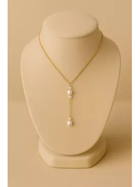 Velours – Collier de mariage délicat avec perles  et éclat Swarovski  Mariage décolleté V