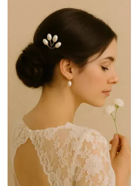 Wuxi – Pic à cheveux de mariée en perles d’eau douce irrégulières, élégance naturelle et raffinement artisanal