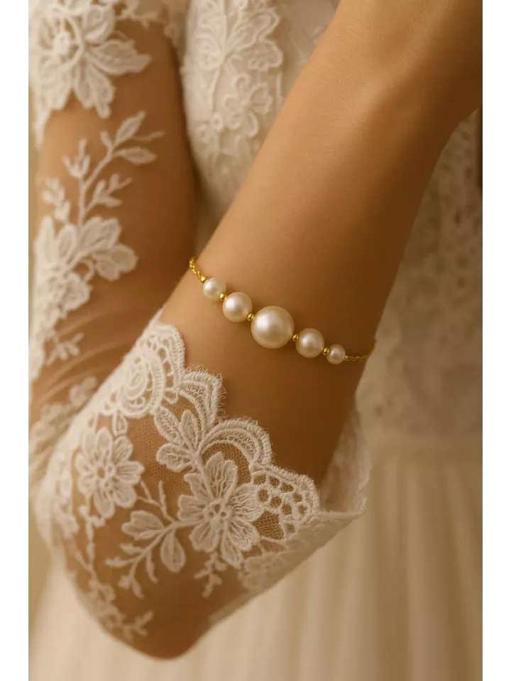 Sourcea – Bracelet de mariée élégant en perles Swarovski et acier inoxydable doré Sourcea – Bracelet de mariée élégant en perles Swarovski et acier inoxydable doré