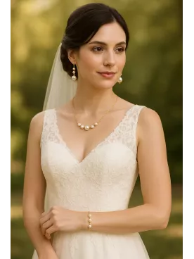Sourcea – Collier de mariée en perles nacrées Swarovski