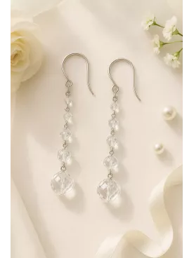 Écume – Boucles d’oreilles de mariée longues en perles de cristal Swarovski