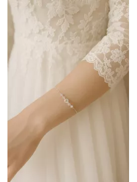 Sourcea – Bracelet de mariée  élégant en perles Swarovski et acier inoxydable doré
