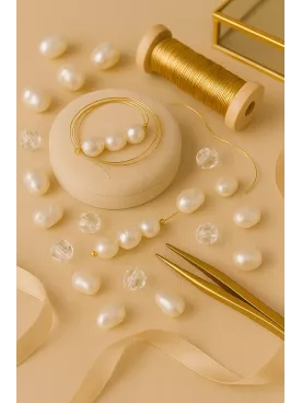 Ondine - Boucles d’oreilles mariée en acier inoxydable doré – Perles d’eau douce véritables et irrégulières